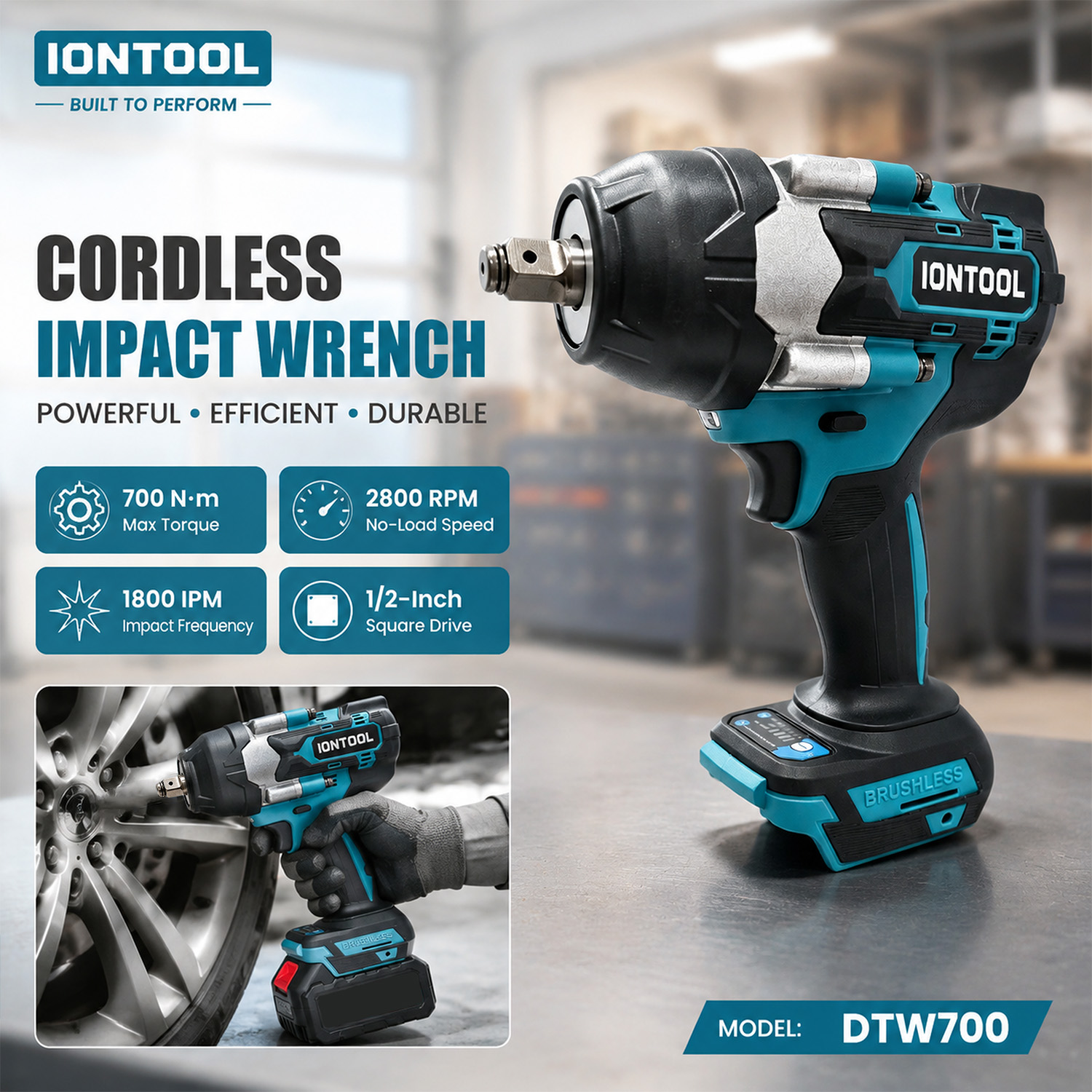 Workshop Tools In Engineering - IONTOOL DTW700 Противоскользящий беспроводной ударный гайковерт