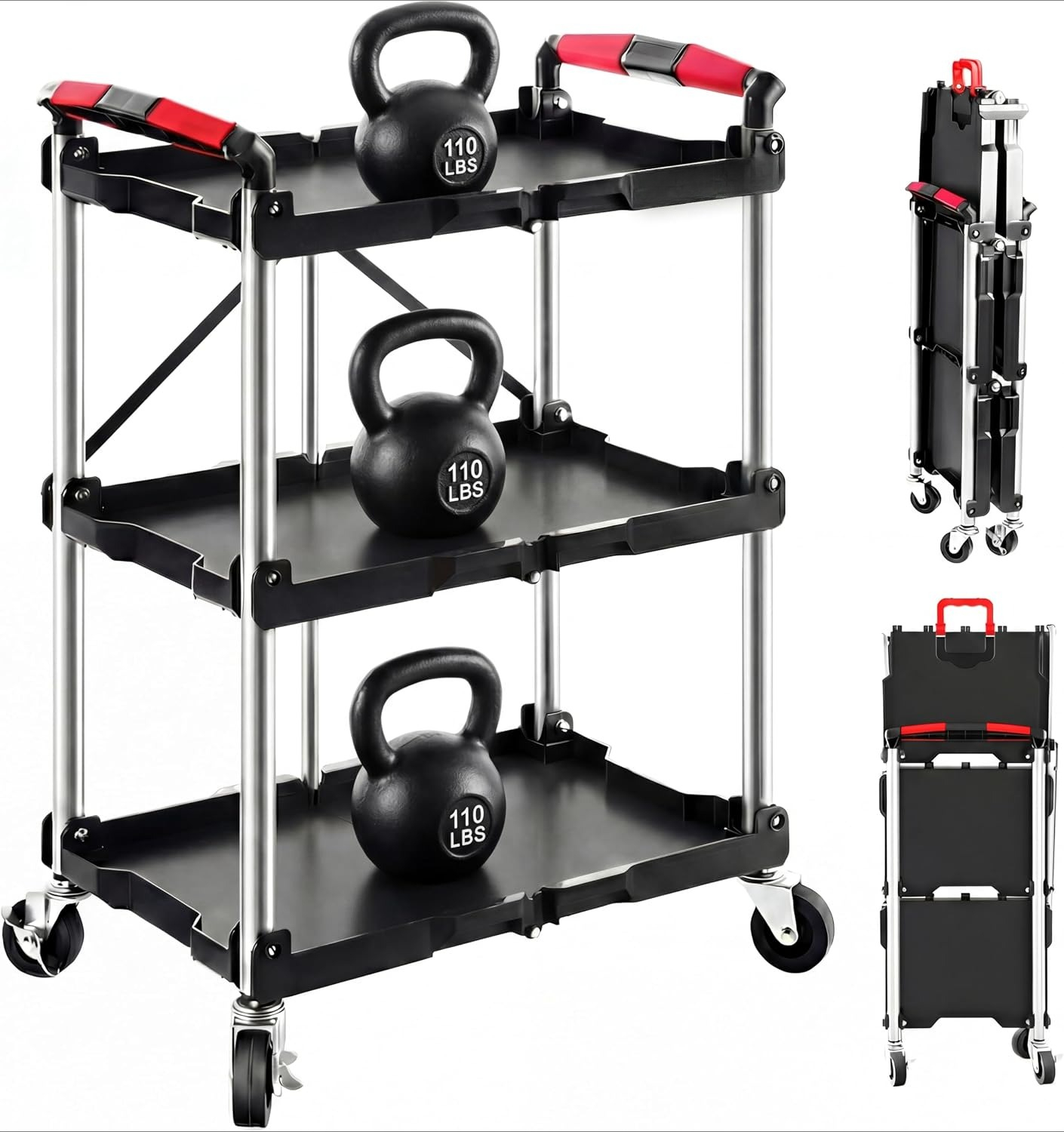 Tools Trolley For Workshop - Трехъярусная складная тележка-органайзер на колесах, грузоподъемность