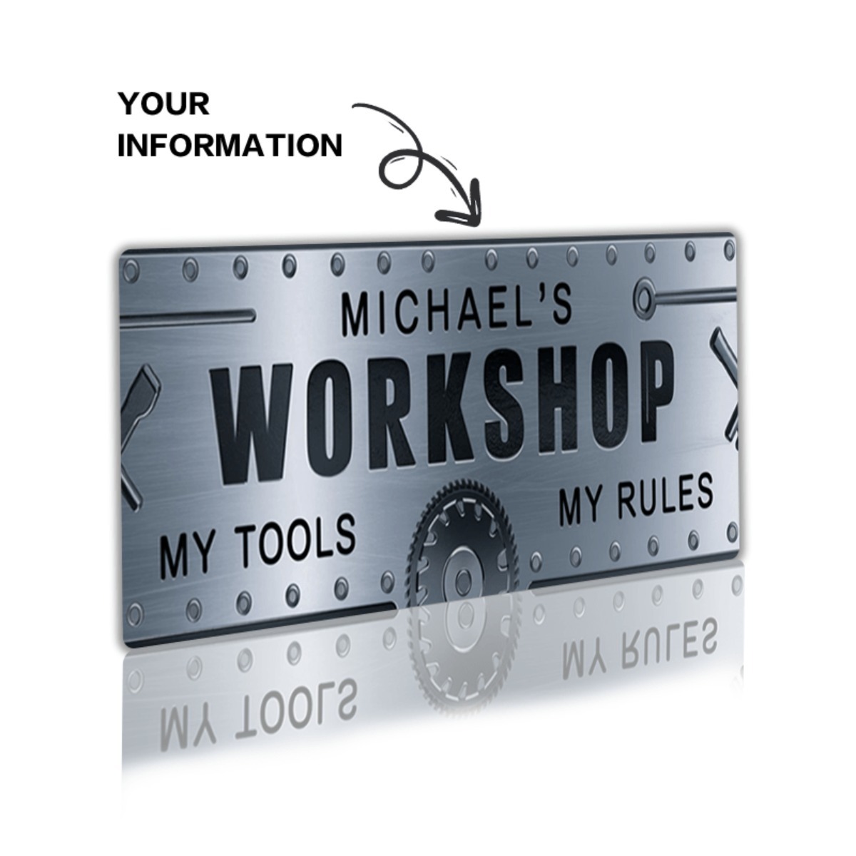 Персонализированная табличка и – обзор и цена Tools Name In Workshop