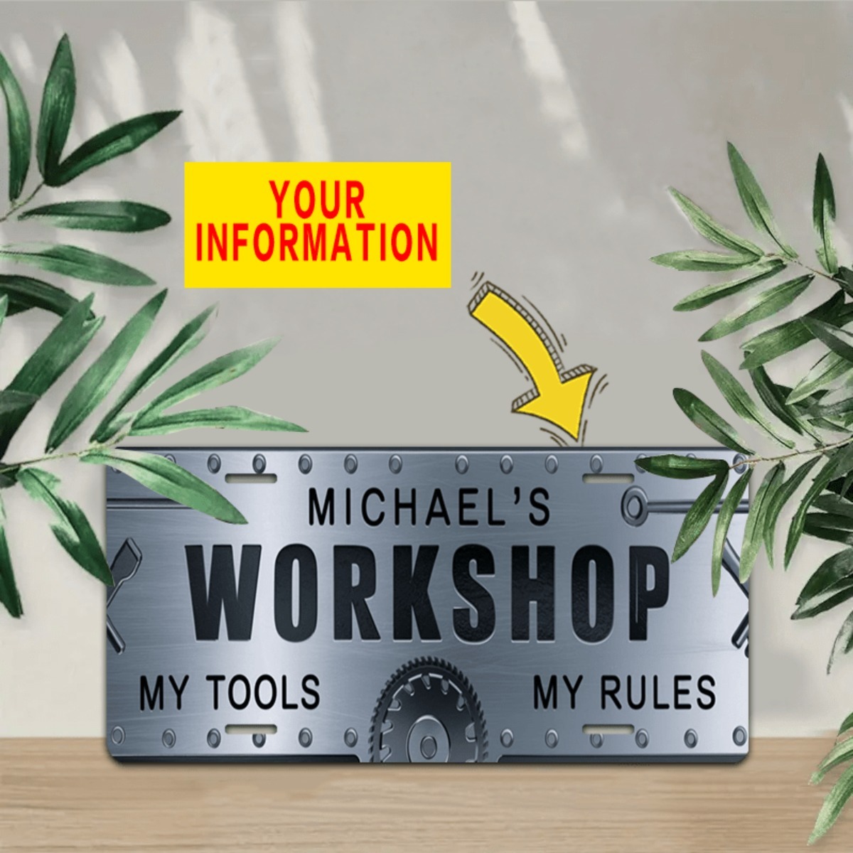 Персонализированная табличка и – обзор и цена Tools Name In Workshop